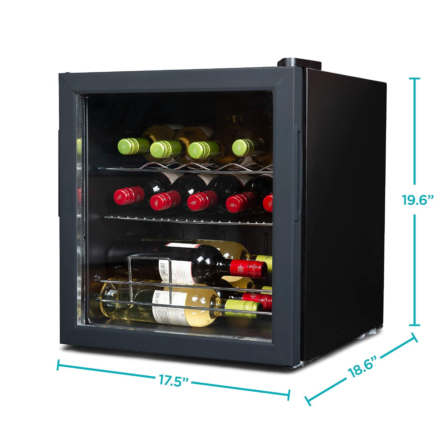 BLACK+DECKER 14 Bottle Wine Fridge with Interior Light and Mechanical Temperature Control, Compressor Cooling Wine Cooler Refrigerator with Wine Rack and Flat Shelf, Wine Bottle Chiller