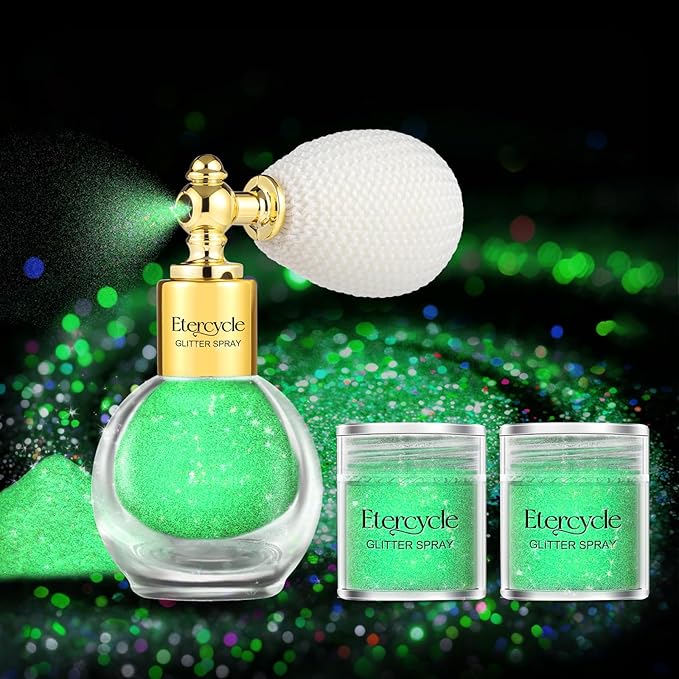 Etercycle Body Glitter Spray, Glow in The Dark Party Supplies Hair Glitter, Extra Fine Face Shimmer Powder UV Black Light ...