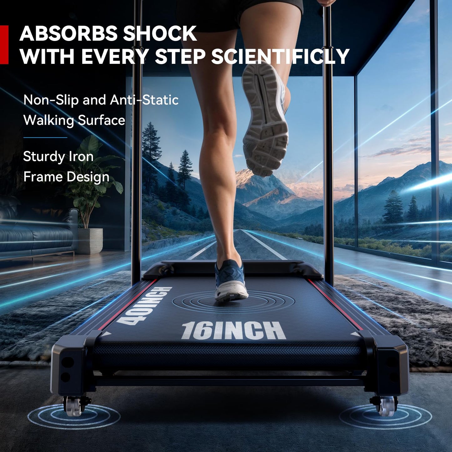8.7MPH Incline Treadmill for Running and Walking, 3.5HP Quiet BLDC Treadmills for Home with Double Deck Technology, 350 lbs Weight Capacity, APP, Heart Rate