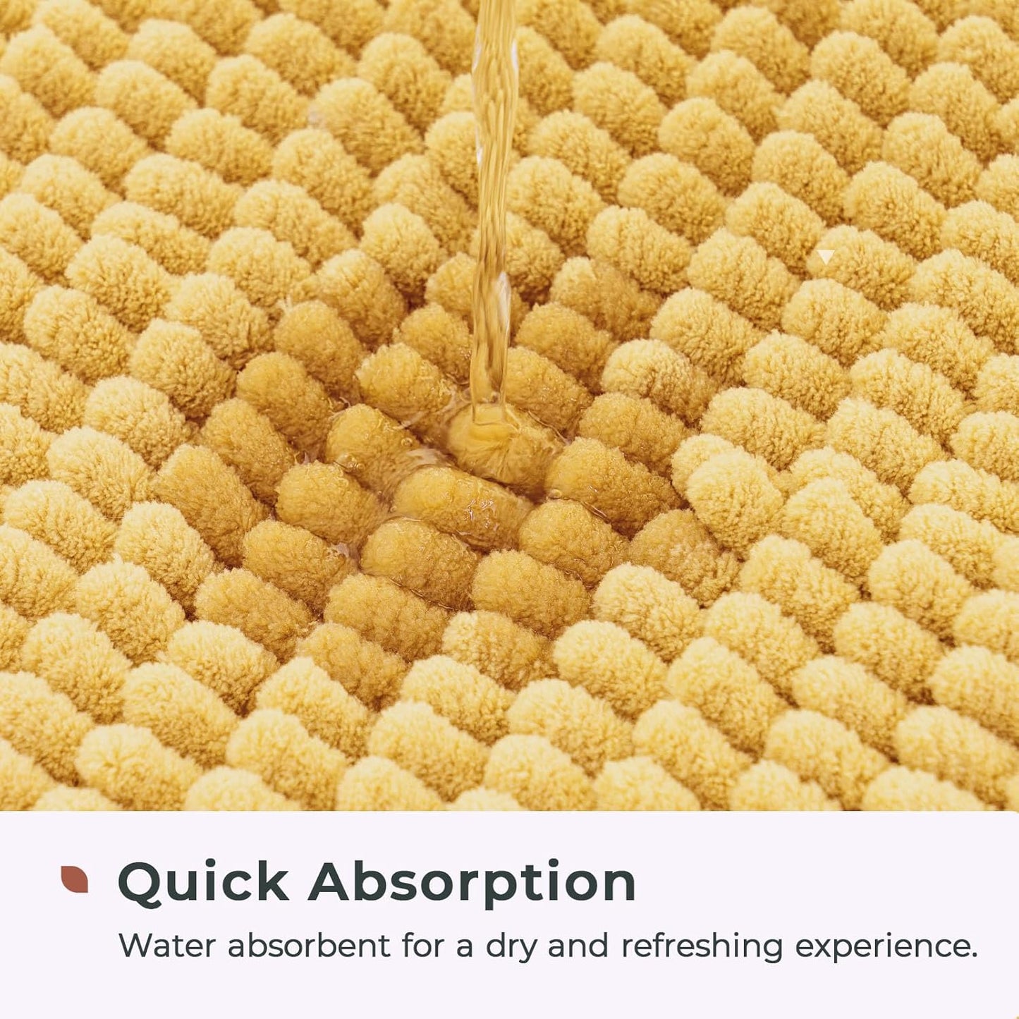 FRESHMINT Chenille Bathroom Rugs Mat 24"x17", Non-Slip Bath Mat for Bathroom Floor & Bathtub, Washable Soft Shower Shag Bath Rugs, Durable Fluffy Thick Water Absorbent Microfiber Shower Mat, Yellow