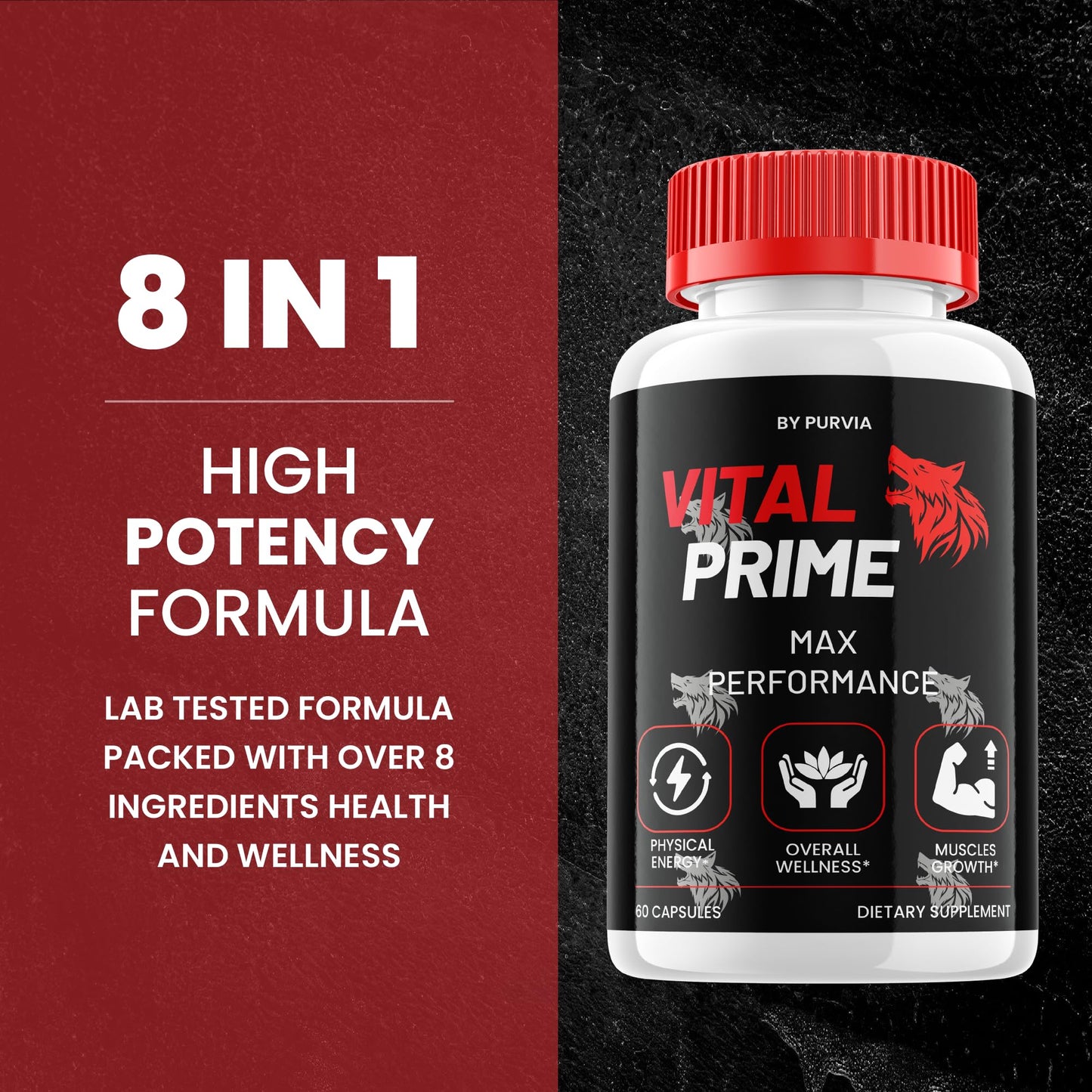 (5 Pack) Vital Prime Pills - Vital Prime Original Supplement, Vital Prime Advanced Formula, VitalPrime Maximum Strength Formula - Vitalprime Complex for Overall Wellness Support, USA (300 Capsules)