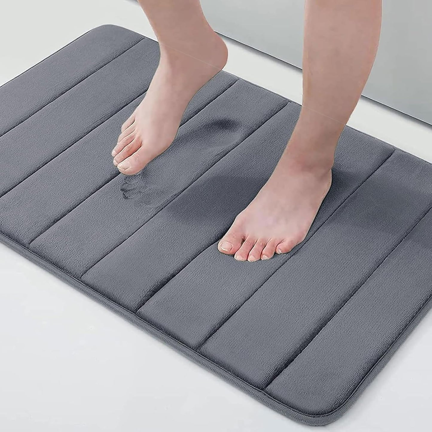 Buganda Memory Foam Bath Mat, 30" x 20", Ultra Soft and Non-Slip Bathroom Rugs, Water Absorbent and Machine Washable Bath Rug for Bathroom, Shower, and Tub, Dark Grey