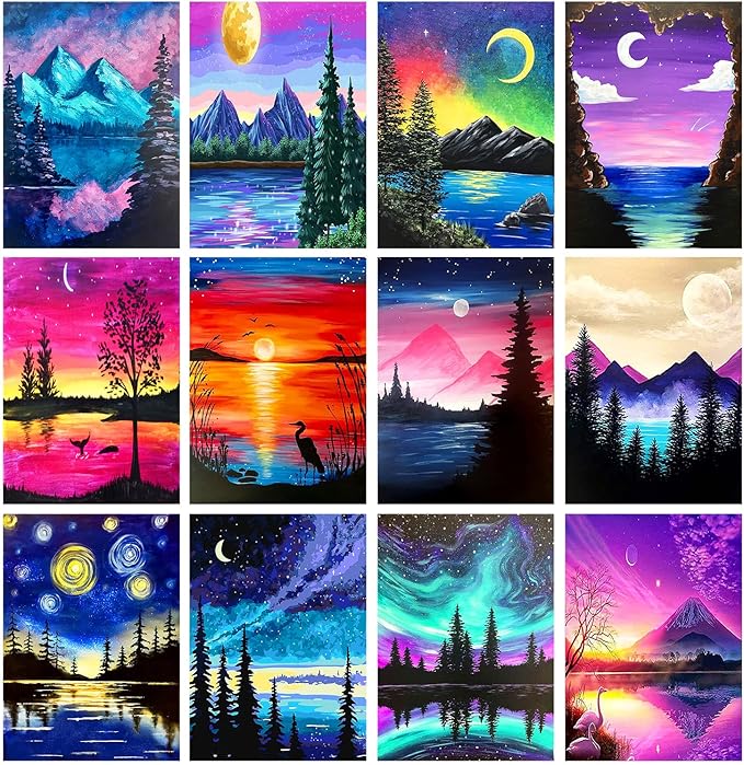 TINY FUN 12 Pack Diamond Painting Kits for Adults 5D Diamond Art Kit Paint by Number for Beginners, DIY Paint with Round F...