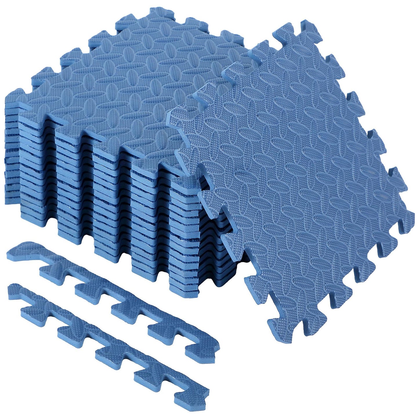 Shihanee Foam Floor Baby Tiles Foam Floor Mats Play Mats Bulk with Borders Interlocking for Kids Baby Playroom Nursery Gym (Navy Blue,16ft)