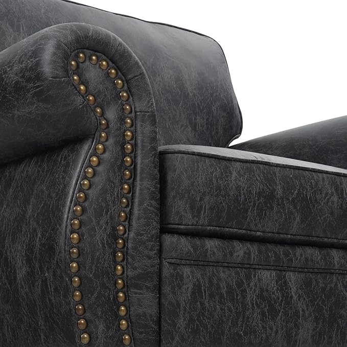 Couchus Mid-Century Modern Single Sofa with Rivet Design (Grey, Single)