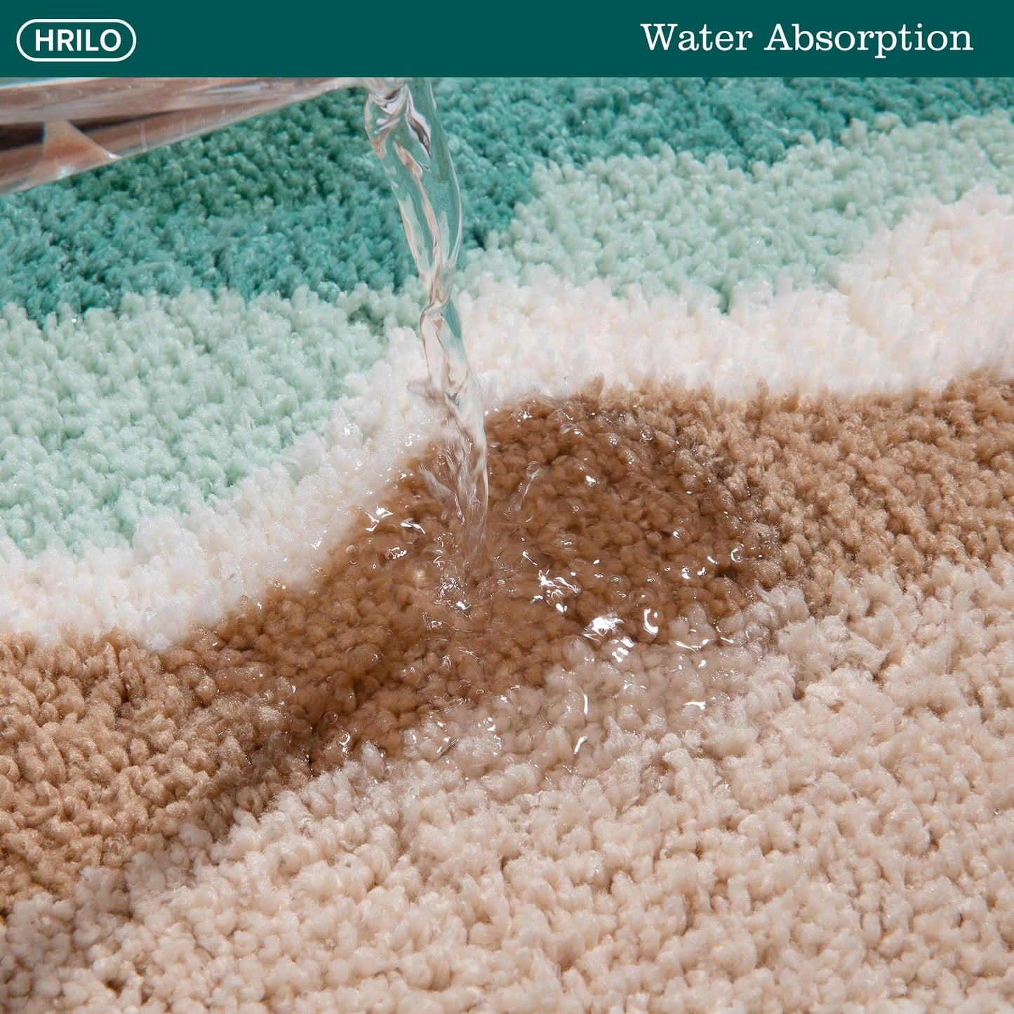 HRILO Microfiber Bathroom Rugs, Absorbent Soft Shaggy Carpet Floor Mats for Shower Tub Sink Toilet, Non-Slip Plush Carpet Floor Mats for Living Room Bedroom Kitchen 36 X 24 Inches,Green