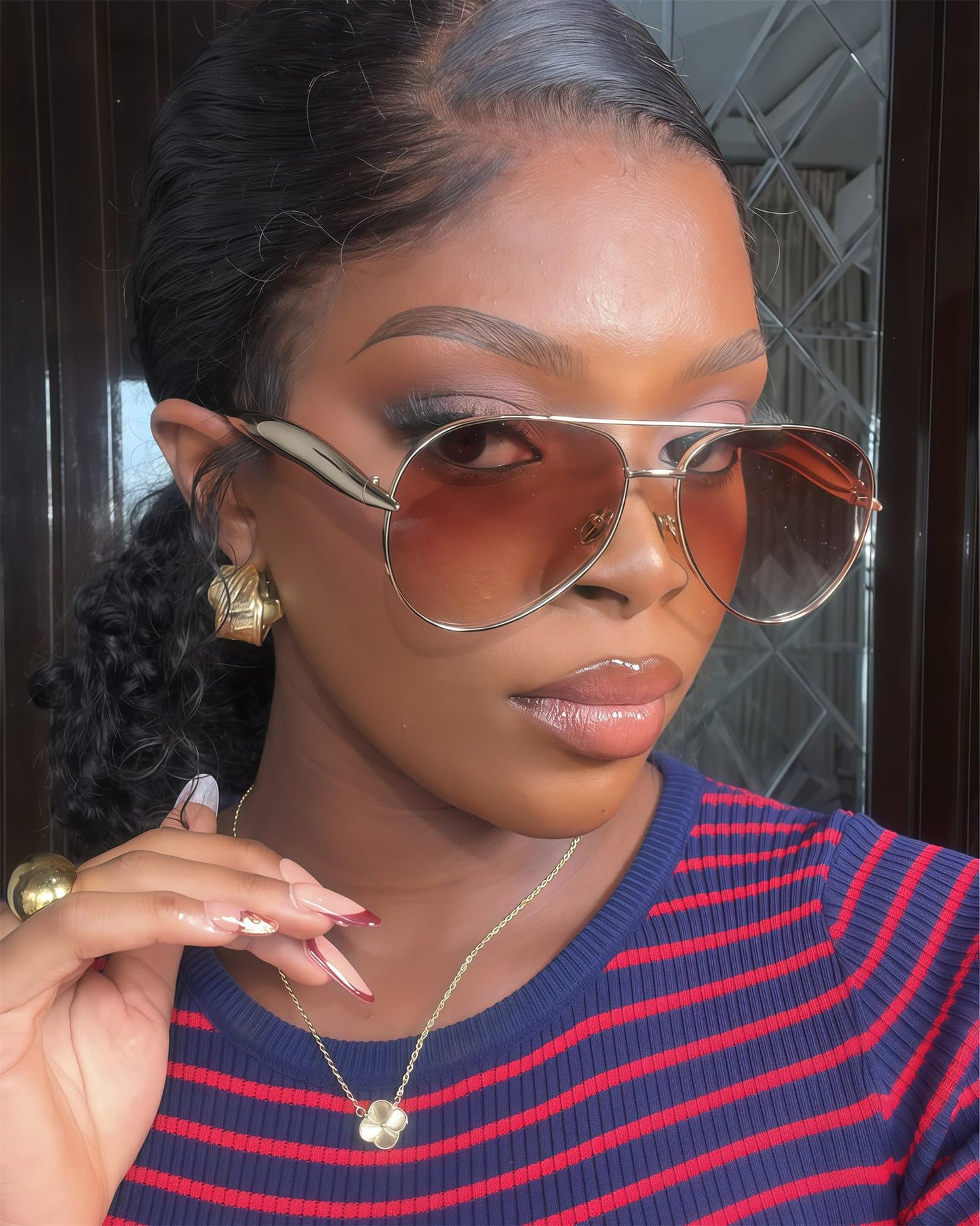 GUVIVI Retro Gold Aviator Sunglasses for Women Men, 2025 Metal Oversized 70s Aviators Black Sun Glasses