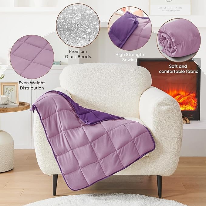 Purple Weighted Lap Blanket for Adults 5lbs, 24"x29" Cooling Heavy Throw Blanket, Portable Travel Weighted Blankets, Soft Small Blankets Gift for Sleeping