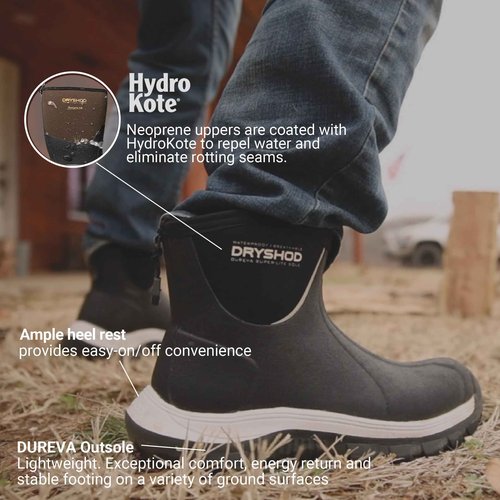 Dryshod Evalusion Lightweight Men's Ankle Boot | Waterproof | Rubber | Comfortable | Black | Size 12