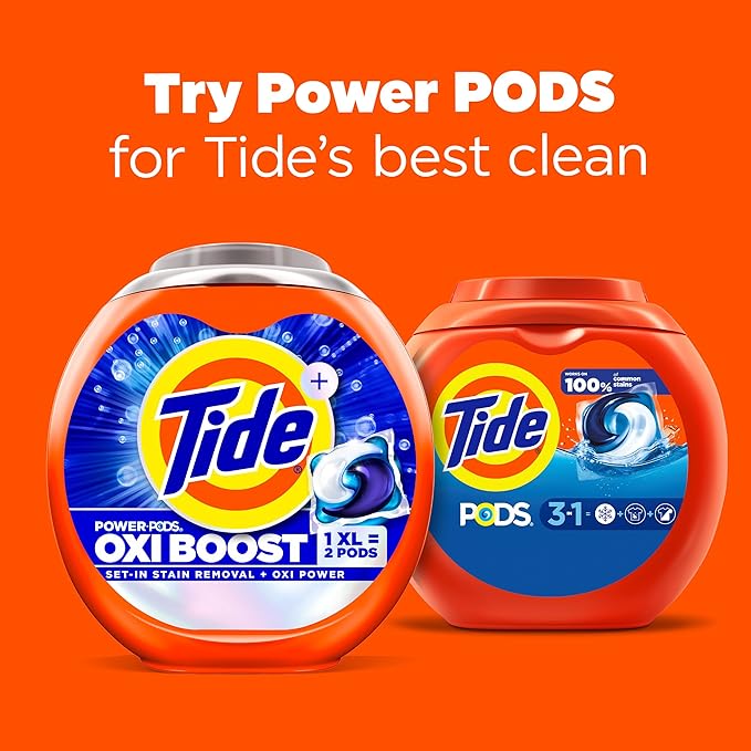 Tide PODS laundry detergent pacs, 3-in-1 Stain Remover, Odor Fighter, Color Protector, 81 Count, HE compatible, Original Scent