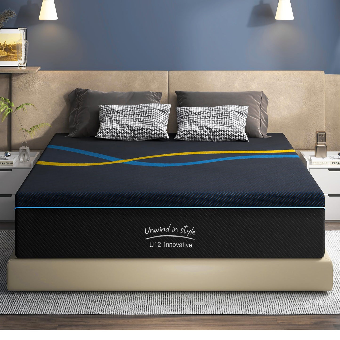 SogesSleep 10 Inch Queen Mattress, Green Tea Memory Foam Mattress Queen Size for Pressure Relief, Medium Firm Gel-Infused Bed in a Box, CertiPUR-US Certified & Motion Isolation, Washable Cover, Black