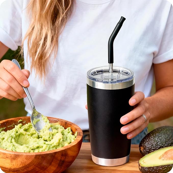 Stainless Steel Straws for 20 oz YETI Tumbler, 4 Pcs Metal Straws Reusable with Silicone Tip for 20 oz Stanley Cup and 16 oz Glass Cups(Color 3)