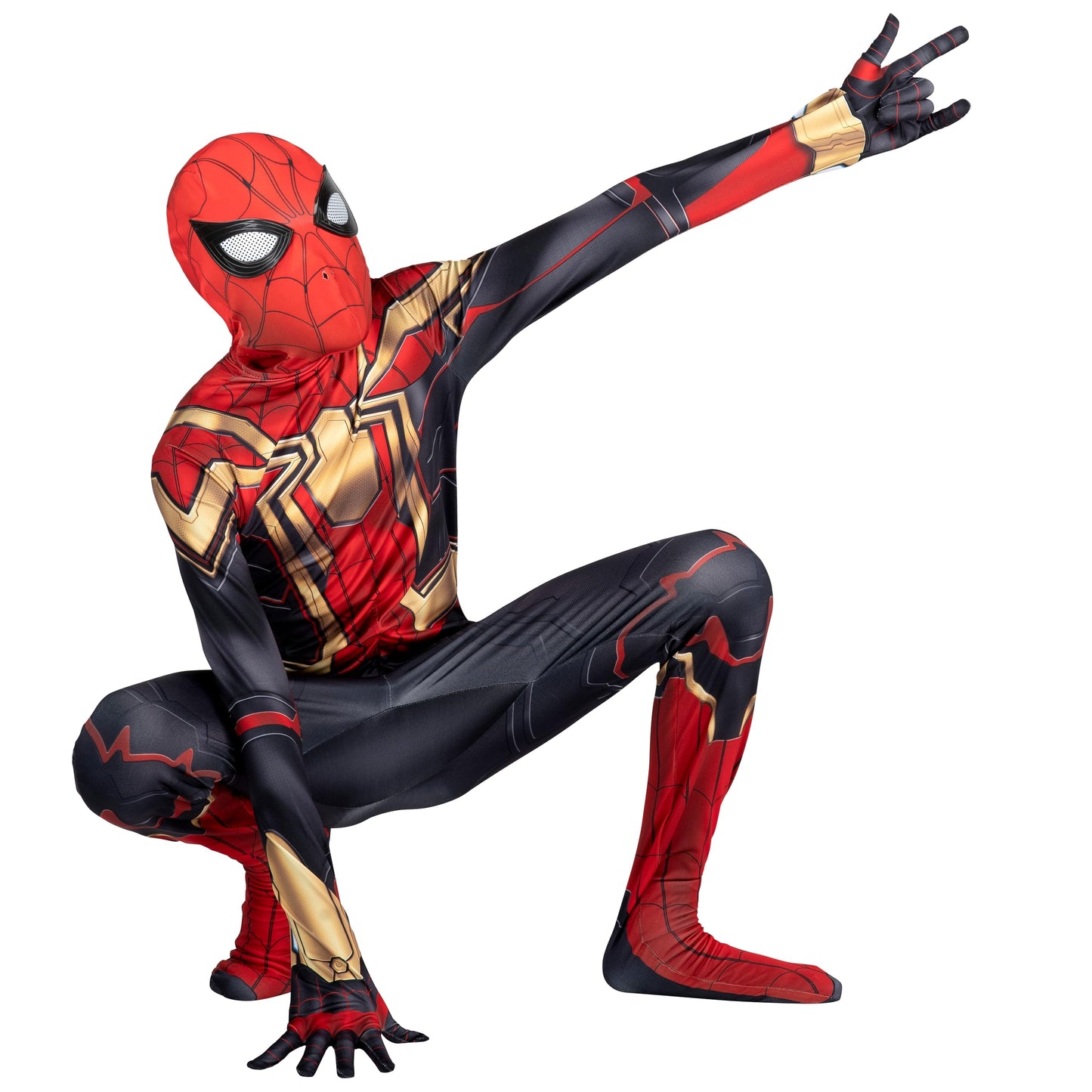 Marvel Integrated Spider-Man Official Youth Deluxe Zentai Costume - Deluxe Two-Way Stretch Spandex with Invisible Zippers and Wrist Openings for Added Convenience Multi