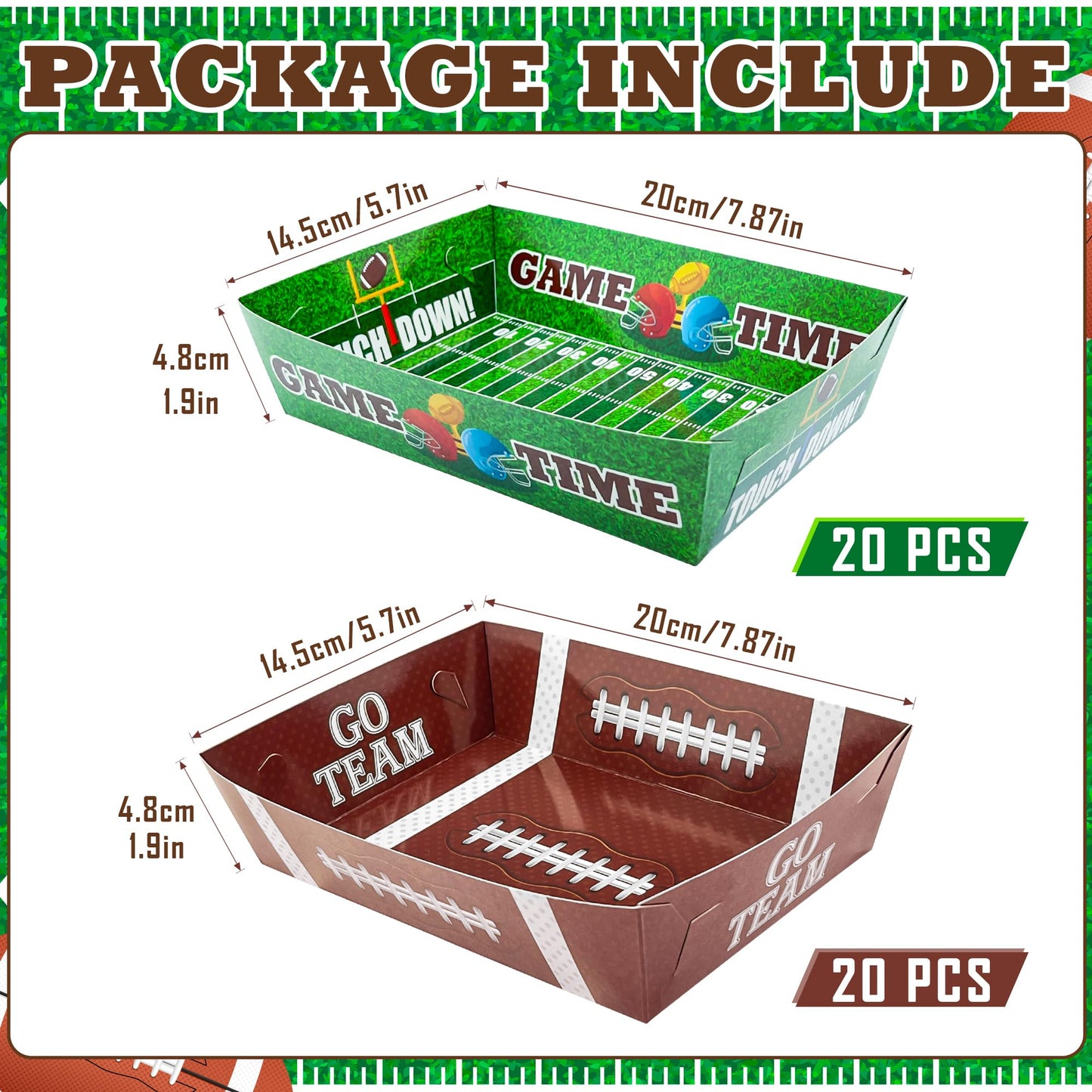 OHOME Football Party Supplies - 40 Pack Football Party Decorations 2026 | Football Plates Disposable Trays for Football Party Favors - Football Accessories Decor for Birthday Party