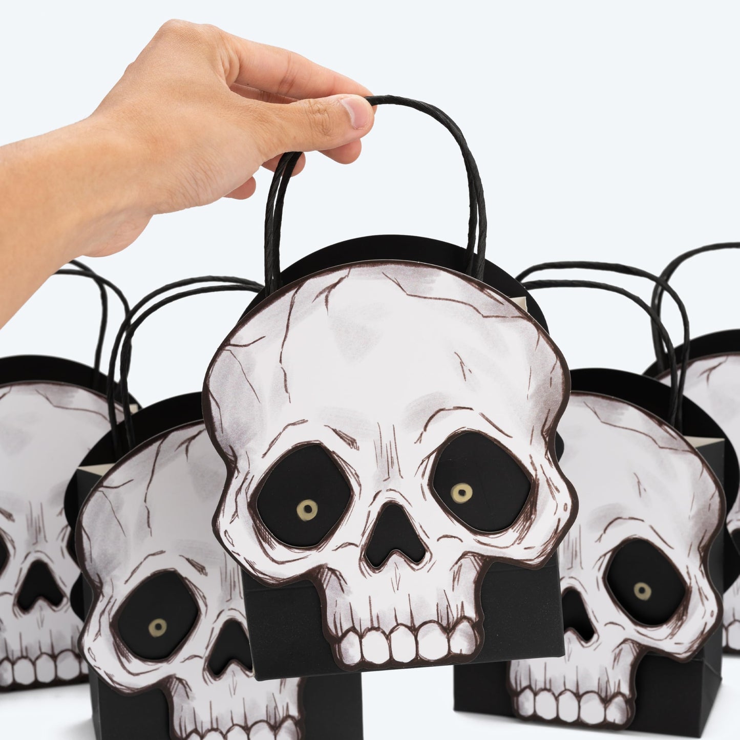 Cheerland Skull Gift Bag Halloween Party Decorations Summerween Goodie Bags Skeleton Birthday Decor Party Favor Bags Gothic Spooky Gift Candy Trick or Treat Kids First Bday Monster Bash Decorations