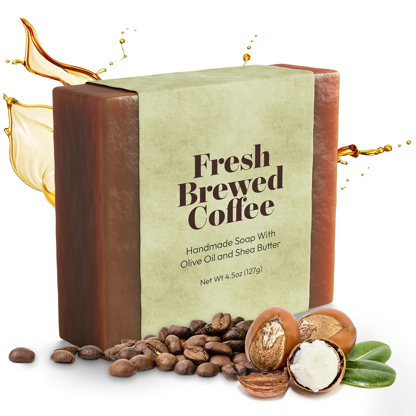 Yeahgoshopping Fresh Brewed Coffee Goat Milk Handmade Soap Bar with Olive Oil & Shea Butter For Body, Face and Hands (4 Oz One B