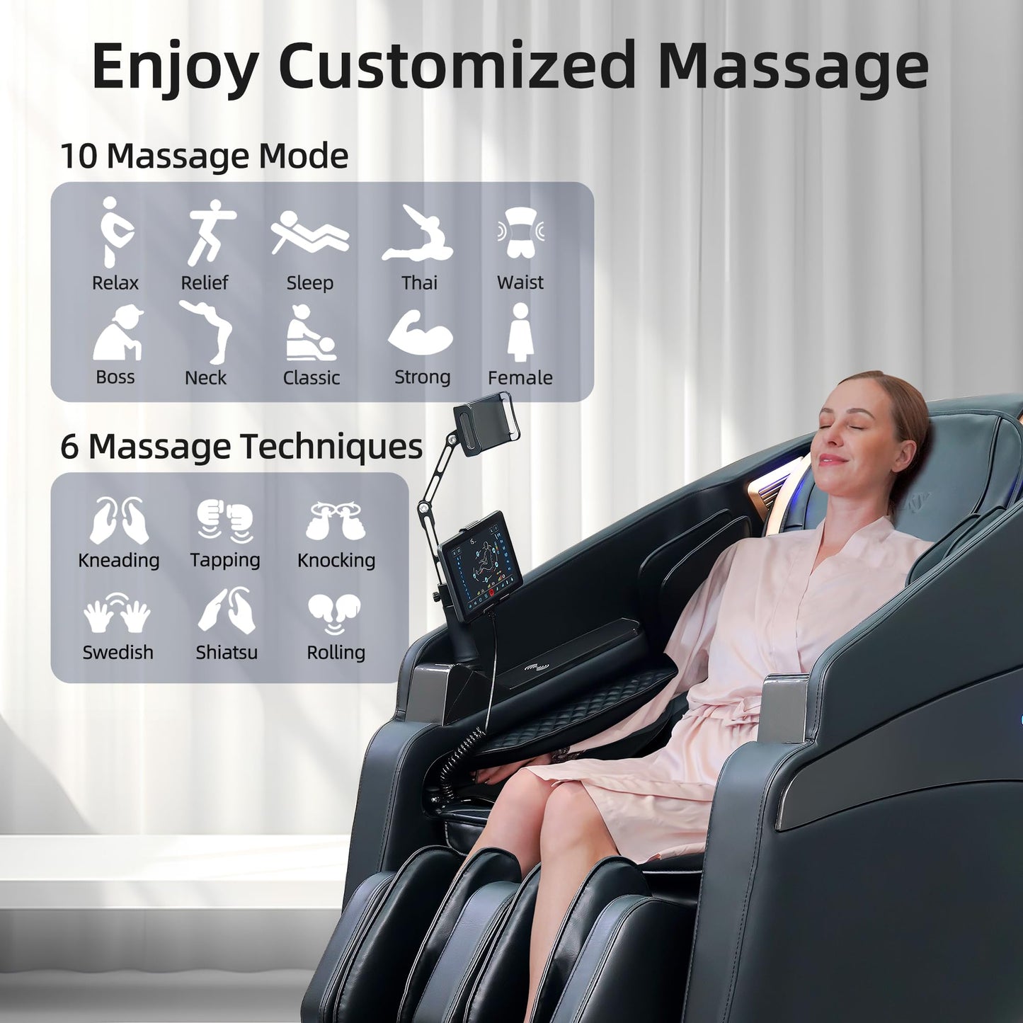 4D Massage Chair Full Body Recliner with Heat – Zero Gravity 57'' SL Track Shiatsu Massage Chair for Home Office with AI Voice, 7" Touch Screen, Wireless Charging,Neck & Shoulder Relief Mom/Dad/Wife