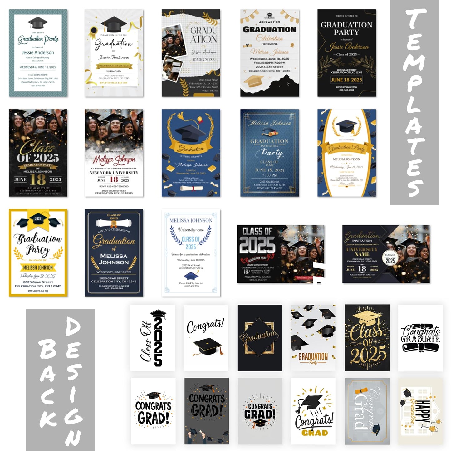 ubjva Graduation Invitations 2025 Personalized 10PCS Class of 2025 Graduation Party Invitations with Envelopes Custom Announcement Invitation Gifts for Graduates