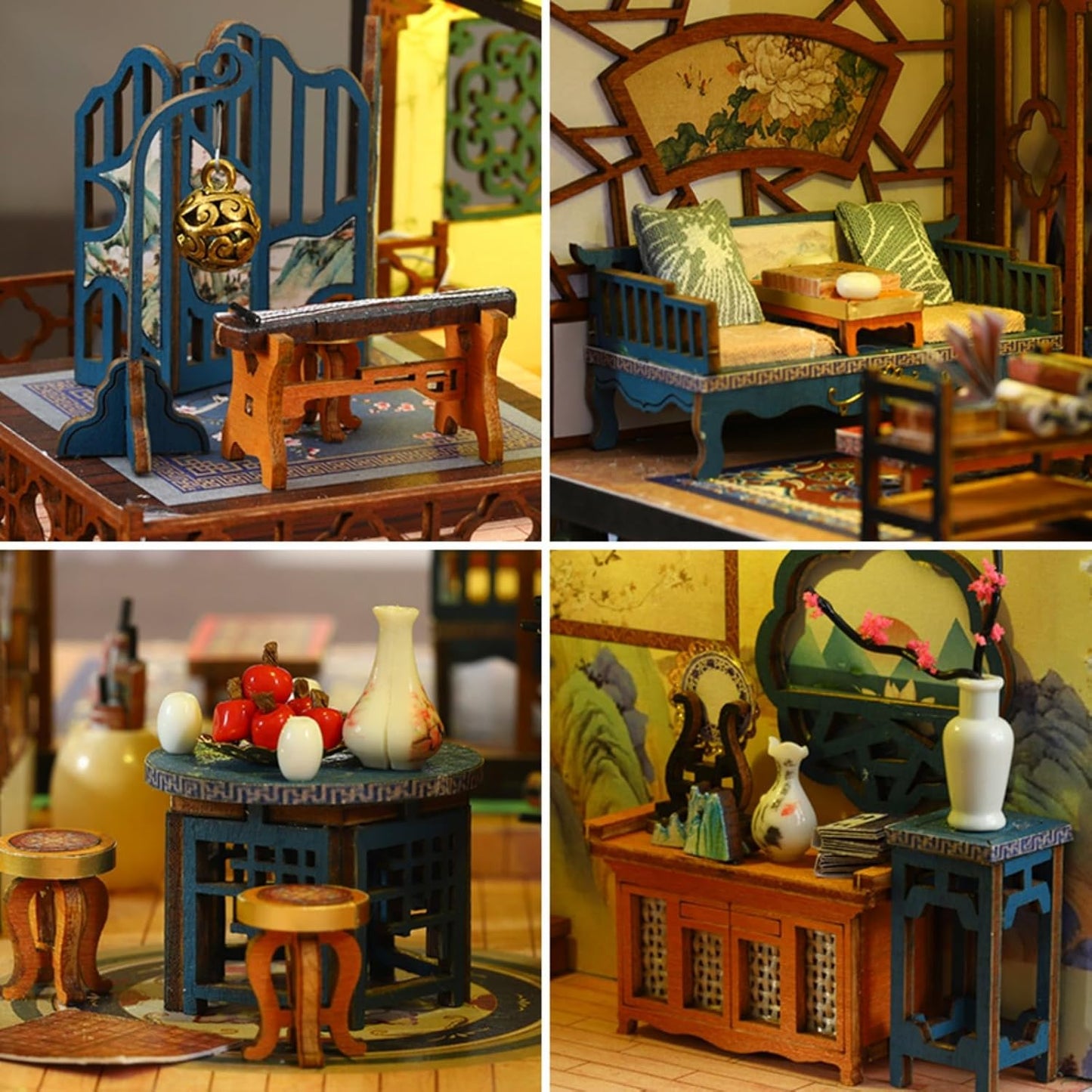 Miniature House Kit, Miniature Ki, Dollhouse Kit for Adults Teen, Mini House Building Kit for Birthday, Elegant Lanting