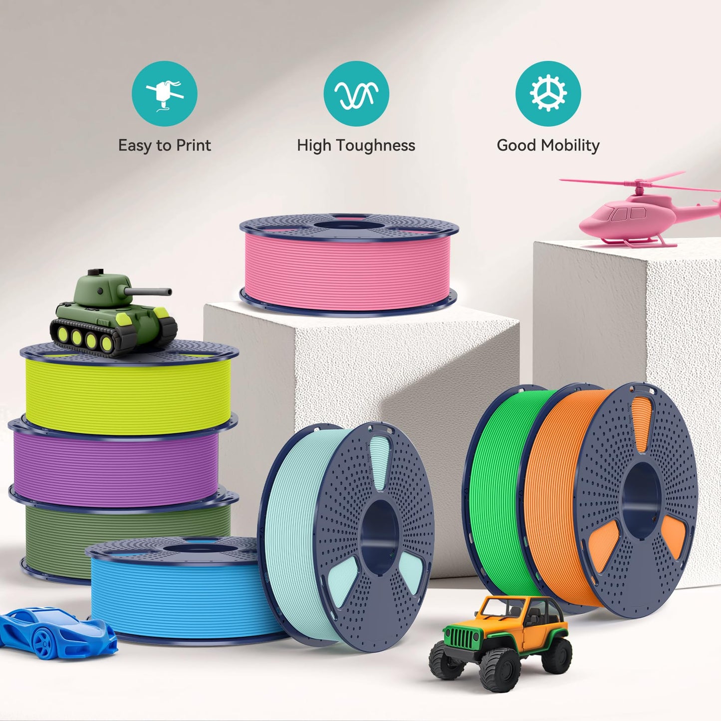 Sunlu Pla Matte 3D Printer Filament 1.75Mm, Pla Filament 1Kg Spool (2.2Lbs), Dimensional Accuracy +/- 0.02Mm, Matte Clay Pla