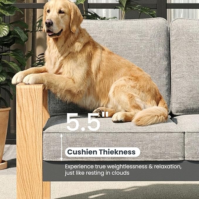 5 Pieces Aluminum Patio Furniture Set, Outdoor Conversation Sets with High Backrest Sofa and Coffee Table for Garden and Backyard