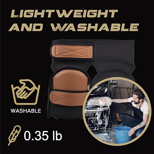 Hmyl Easy Super Soft Knee Pads for Work, Two Strap Non-Slip Design, Replaceable Inner Cushion Leather Knee Pads for Construction, Gardening, Cleaning, Flooring and Garage, Shorts Available