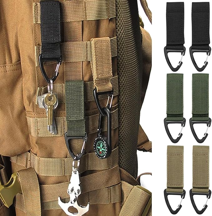 6 Pack Tactical Carabiner Buckle Hook,Keychain Clip for Backpack, Belt, Water Bottle, Outdoor & EDC Use