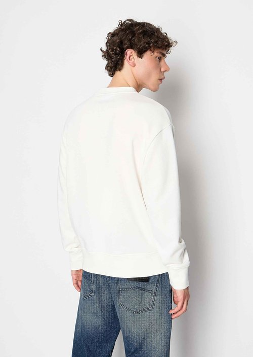 Armani Exchange Men's Limited Edition We Beat as One Capsule French Terry Pullover Sweatshirt, Off White, X-Large