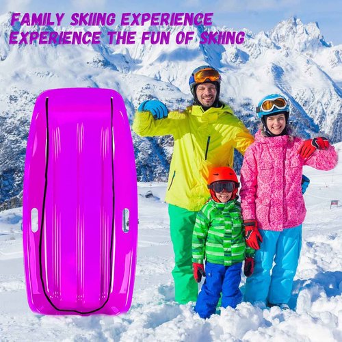 Snow Sled,Classical Plastics Snow Sled for Kid and Adult with Handles and Ropes 1-2 Rider for Winter Skiing Snowboard Outdoor Sledding Gift 35"(Red+Blue+Purple)