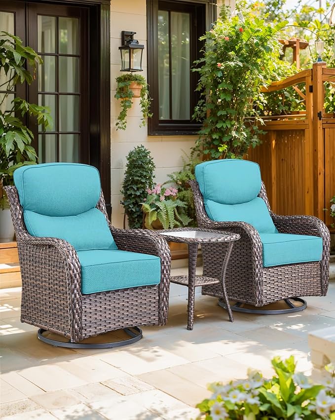 ACTREST Luxury 24x24x6 Inch Smile Outdoor Seat Cushions Set of 2 - Superior Comfortable Water-Repellent Patio Chair Cushion for Porch Rattan Dining Glider Loveseat Sectional Sofa - Turquoise