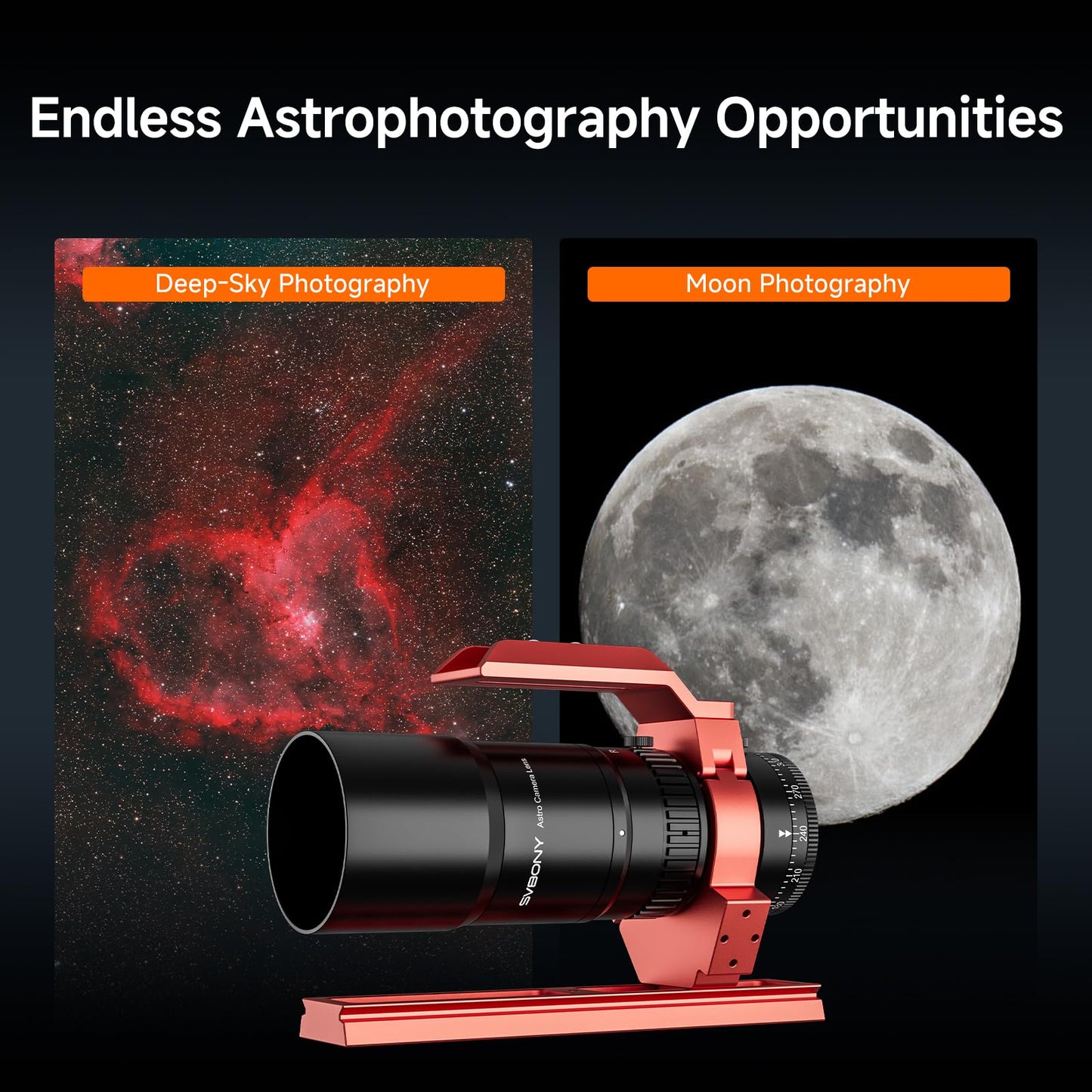 SVBONY SV545 Telescope Petzval Lens APO, F4.5, 203mm Focal Length, Built in Field Flattener, Professional Refractor Telescope Supports EAF(not Included), M48 Thread for Full Frame Astrophotography