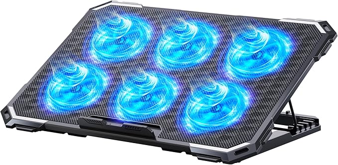 ICE COOREL Laptop Cooling Pad with 6 Cooling Fans, Cooling Pad for Laptop Fan 13-15.6 Inch, Laptop Cooler Stand with 6 Hei...