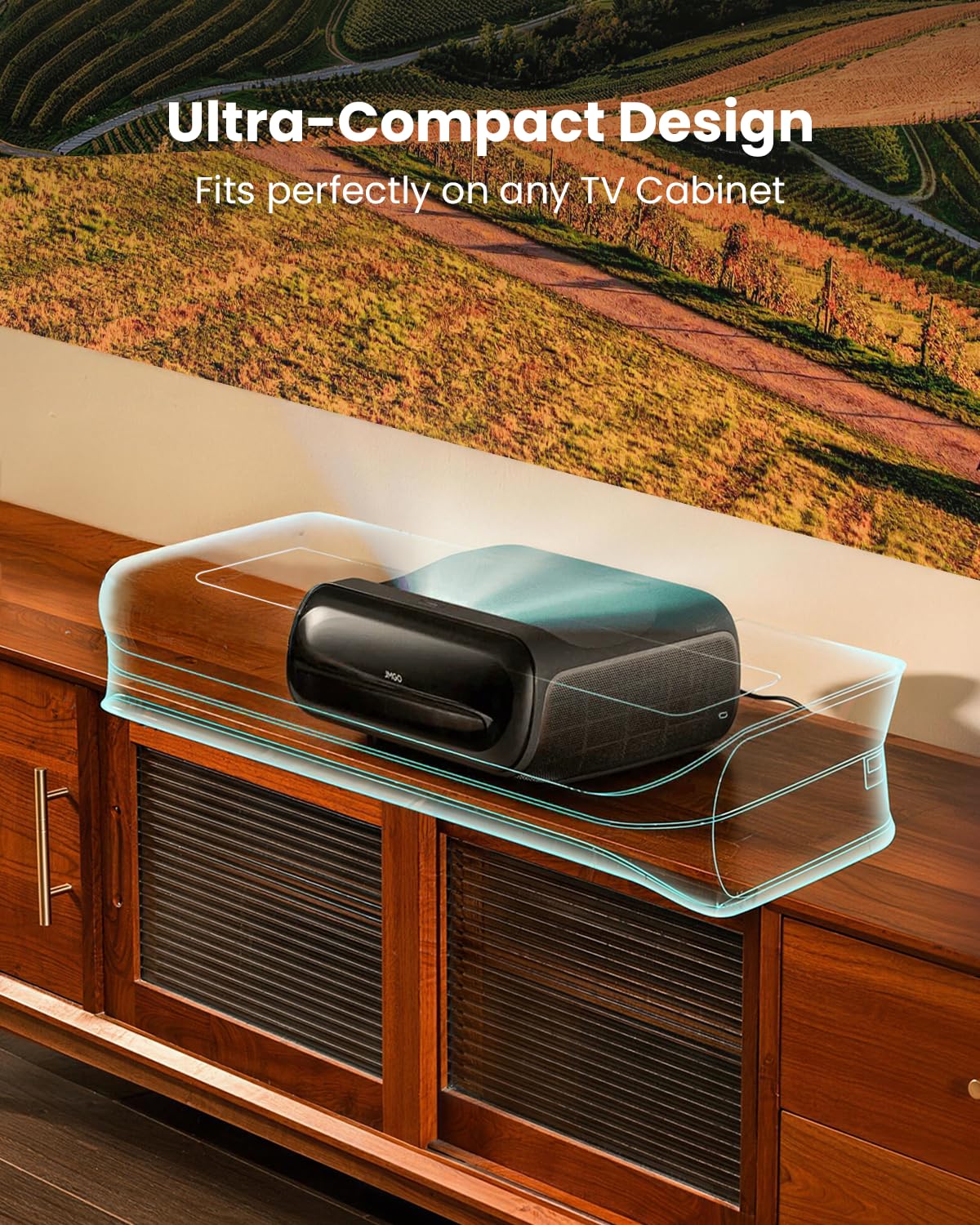 JMGO O2S Ultra UHD 4K Ultra Short Throw Projector, 3600 ISO Lumen Triple Laser Projector, Dolby Vision, 20W Dynaudio Integrated Speakers, Google TV, Dolby Atoms, DTS-X.