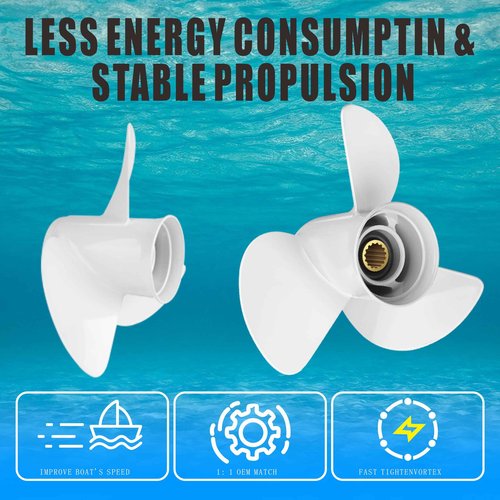 Gaoyeer 13x19-K Aluminum Outboard Propeller Compatible with Yamaha Outboard Engines 60HP 70HP 75HP 80HP 85HP 90HP 115HP 130HP,15 Tooth,RH,White Aluminum Outboard Propeller 6E5-45941-00-EL