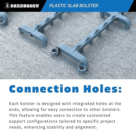 Sandbaggy Plastic Slab Bolster - Continuous Rebar Support Chair - Snap & Lock Ends, Flexible Design - 29 Rebar Capacity (1000, 3/4 in x 2.5 ft (H x L))