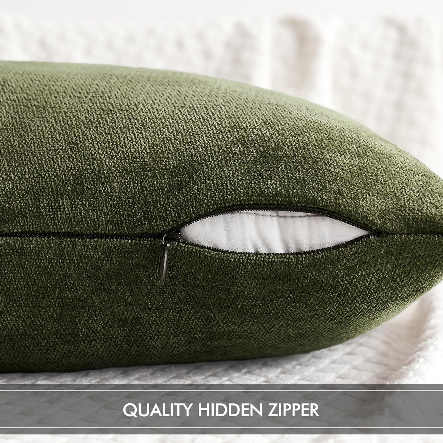 MIULEE Pack of 2 Olive Green Decorative Pillow Covers 18x18 Inch Soft Chenille Couch Throw Pillows Farmhouse Cushion Covers for Home Decor Sofa Bedroom Living Room