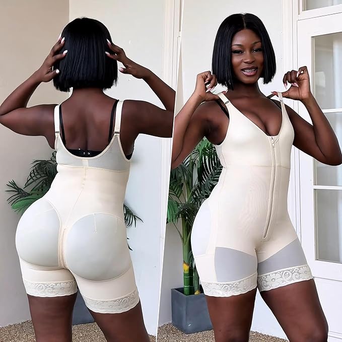 YIANNA Fajas Colombianas Moldeadoras Postpartum Shapewear for Women Tummy Control Butt Lifter Body Shaper with Zipper Crotch