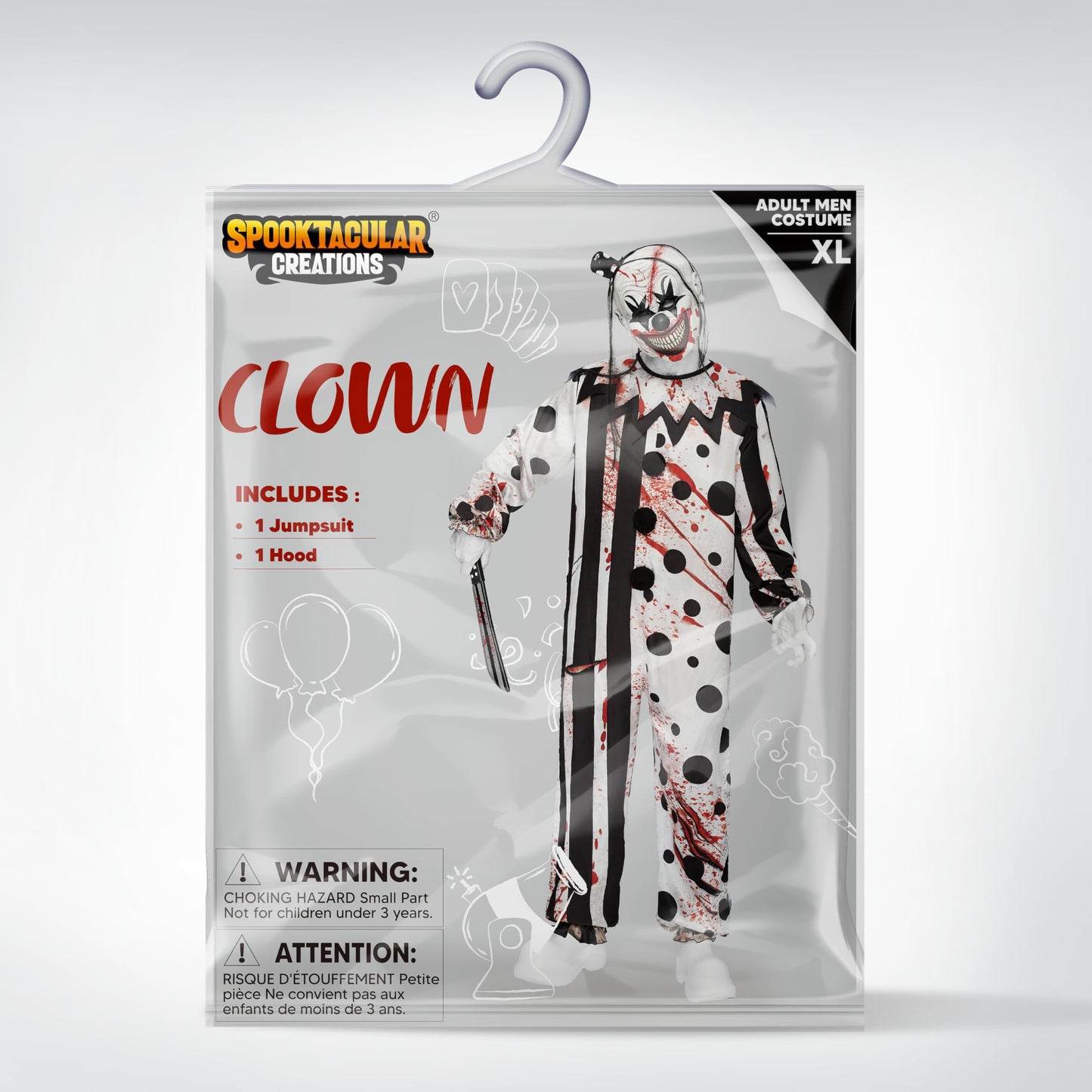 Spooktacular Creations Halloween Men Killer Clown Costume, Scary Clown Costume for Halloween Dress Up Cosplay Party, Cosplay Theme Party (Large)