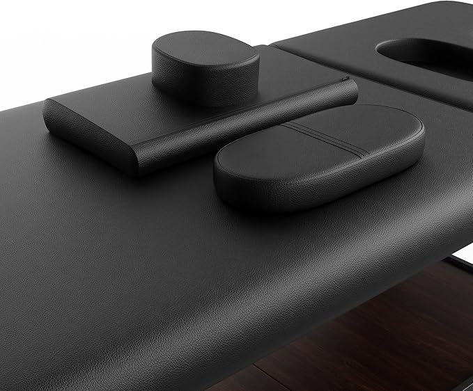 Metal Frame Heavy Duty Stationary Massage Table with Open-Chest & Headrest for Treatment Table, Physical Therapy Table, Spa Facial Professional Massage Bed, Black Leather 31.5'' W x 75.5'' L, 700LBS
