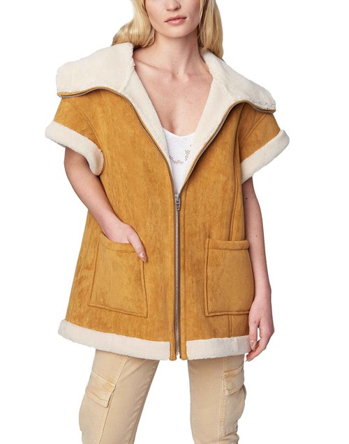 [BLANKNYC] Women's Bonded Faux Suede and Sherpa Short Sleeve Vest