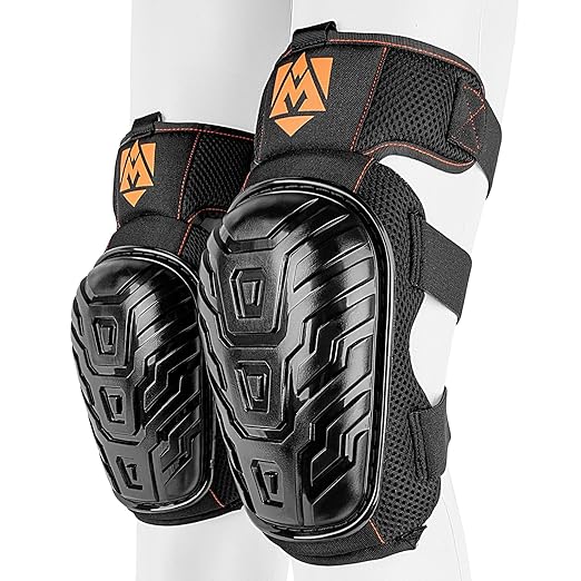 AMPAS Construction Knee Pads for Men and Women for Cleaning Floors Roofing Gardening,Heavy Duty Support Knee pads with Gel and Thick Foam Cushion and Improved Adjustable Thigh and Shin Straps