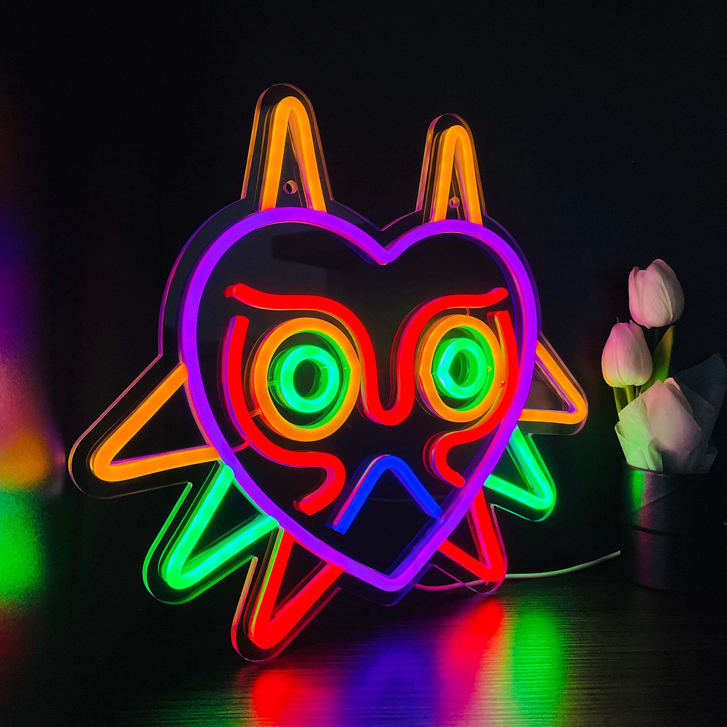 GGK Majora's Mask LED Sign LoZ Neon Sign for Room Wall Decor Gamer Gifts Zelda Mask Game Room Decor LED Neon Light for Zelda Fans (Majoras Mask)
