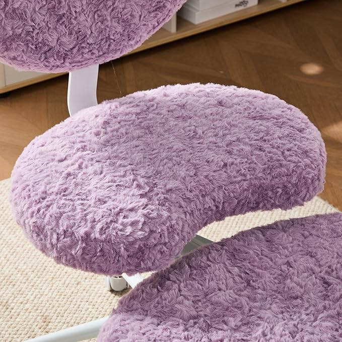 Enhanced Meditation Chair with Wheels - Ergonomic Cross-Legged ADHD Seat, Adjustable Stool & Lumbar Support for Active Sitters (Purple)