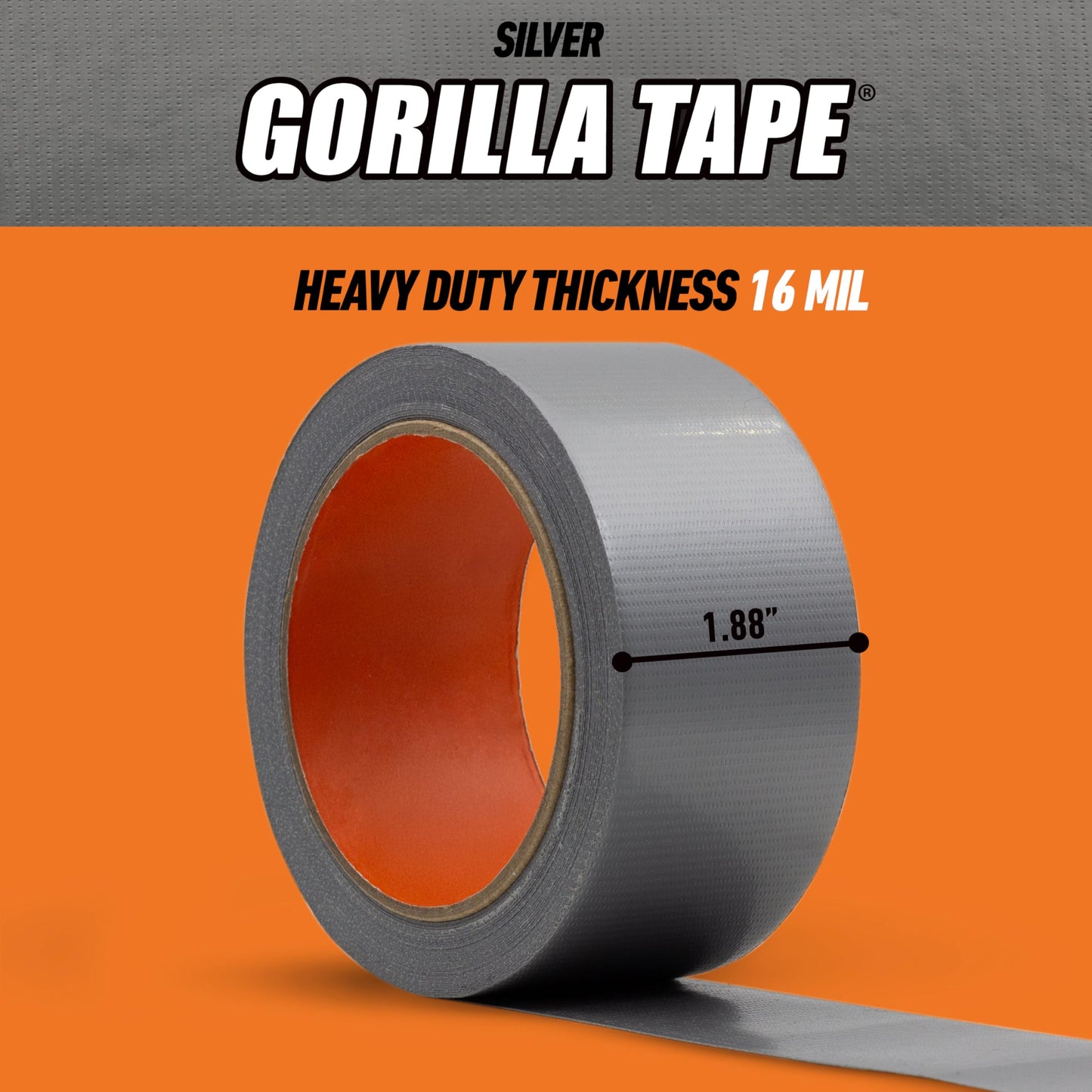 Gorilla Tape, 1.88 in x 30 yd, Silver (Pack of 1) - Duct, Utility, Triple Layer Strength, Indoor & Outdoor, Weather Resistant Shell