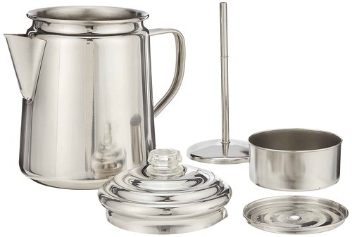 Coleman 12-Cup Stainless Steel Percolator Coffee Pot Bundle with 4-Pack Lantern Mantles for Fueled Lanterns