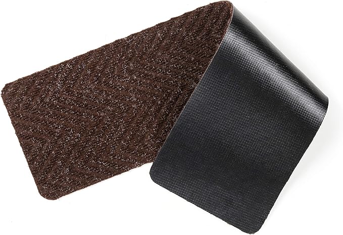 Indoor and Outdoor Carpet Stair Treads - 32" x 8" Non-Slip Stair Treads Carpet for Wooden Steps - Rubber Stair Tread Mats - Stair Rugs Anti Slip for Kids Elders and Dogs – Brown Set of 14