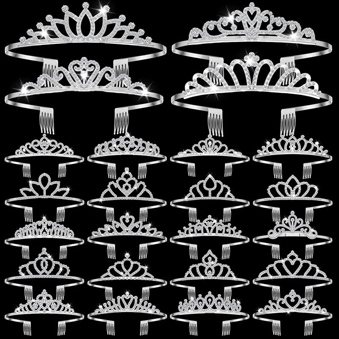 Yuefunny 24 Pcs Crystal Tiara Headbands for Women Princess Headband Crown with Combs Tiaras and Crowns for Pageant Bridal ...