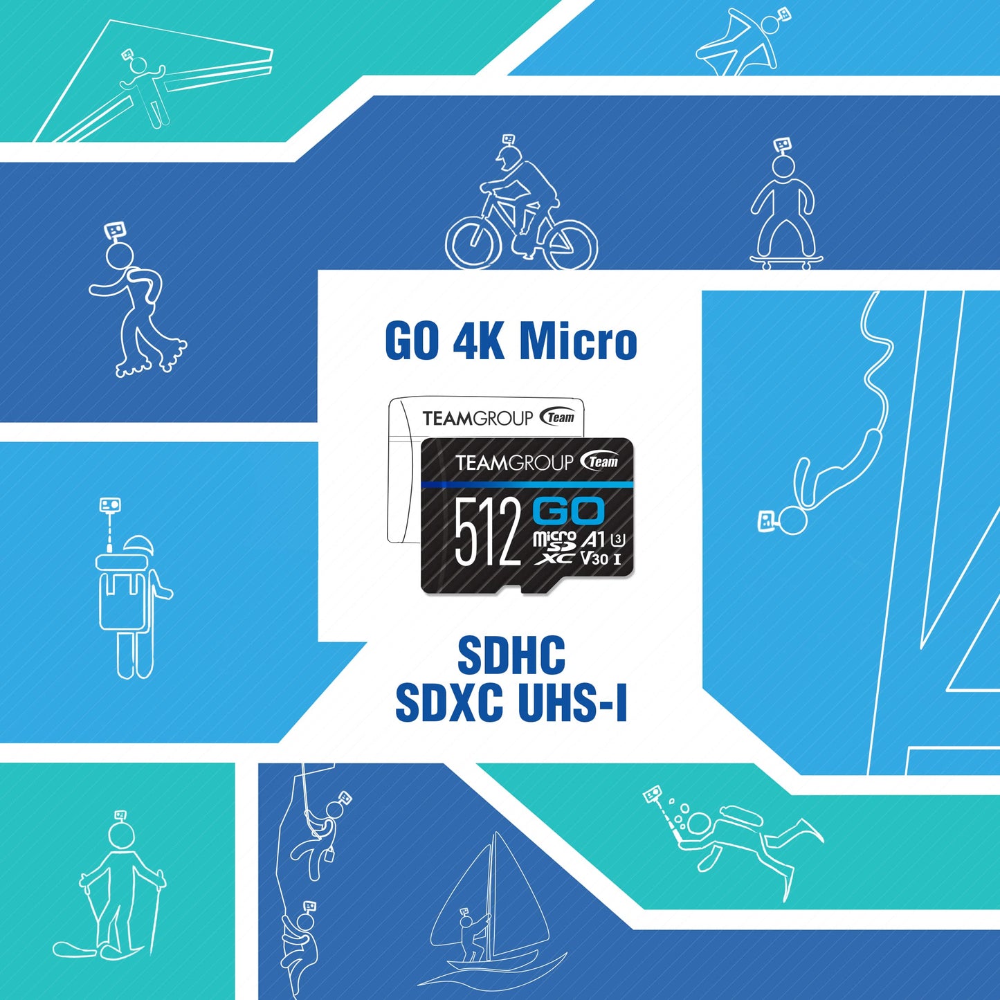 Teamgroup Go Card 256Gb Micro Sdxc Uhs-I U3 V30 4K For Gopro & Action Cameras High Speed Flash Memory Card With Adapter For Outd