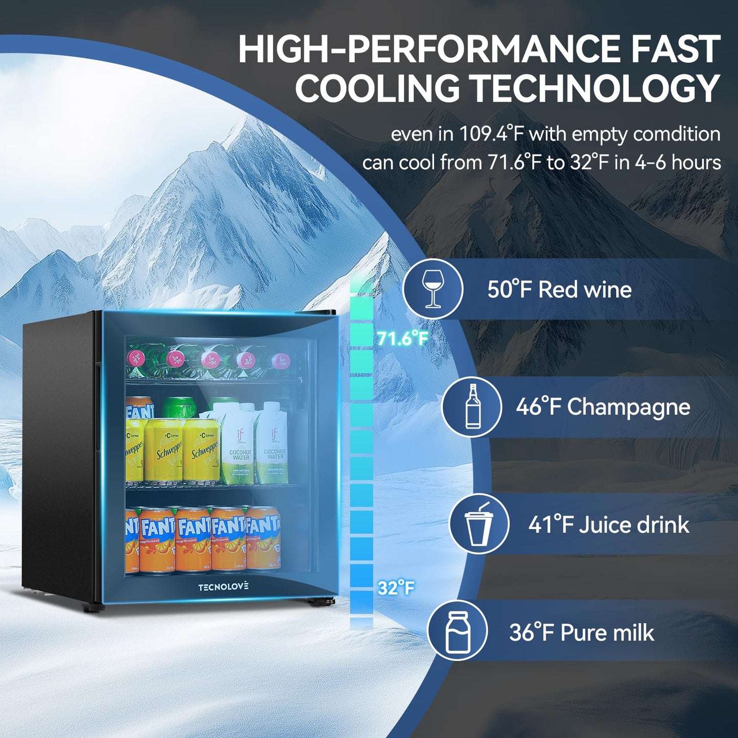 Beverage Refrigerator Cooler,Mini Fridge,Free Standing,1.6 Cu.Ft Cools Down To 32 ℉,Stainless Steel,LED Touchscreen Digital Temp Control,Under Counter,Double-layer Glass Door,Adjustable Shelves,Black