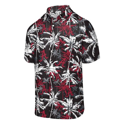FOCO Alabama Crimson Tide NCAA Mens Black Floral Button Up Shirt - Large